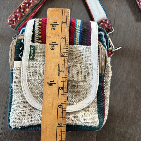 Hemp‎ Crossbody Boho Patchwork Hippie Artsy Multi Color Silver Accents - Picture 10 of 11